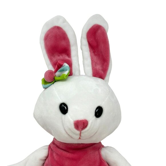 WONDERTREATS White Girl Bunny Rabbit Plush Pink Dress Striped Legs - Picture 2 of 6